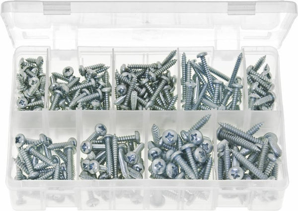 Assortment Box of Self-Tapping Screws AB Pan Head - Pozi No 10 12 14 NAB94