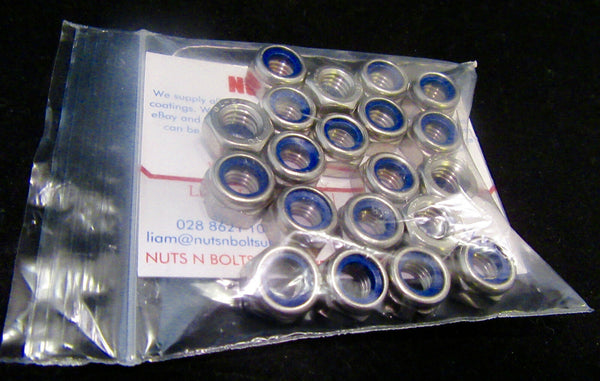 M8 Nyloc Nuts Pack of 20 - 8mm Nylon Insert Lock Nuts A2 Stainless Steel