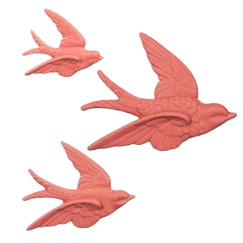 Sass & Belle Red Swallow Wall Decorations - Set of 3