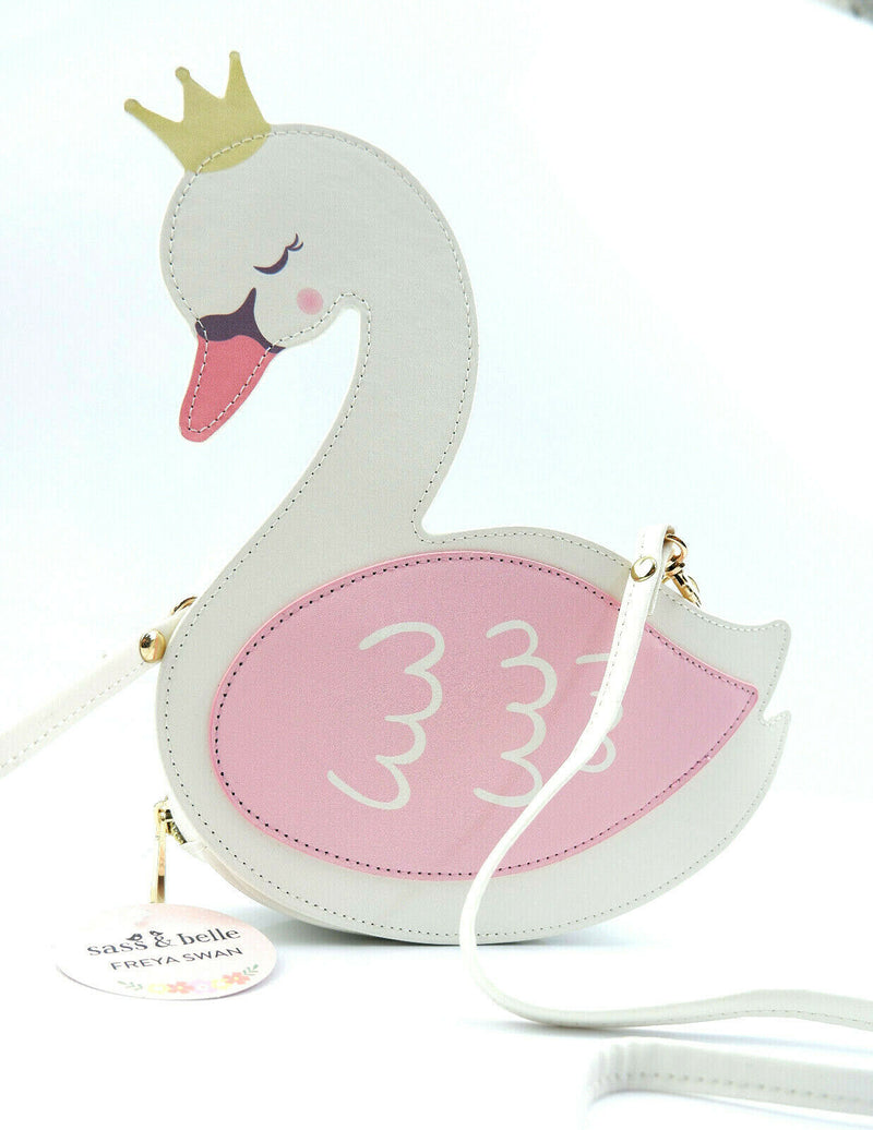Childrens Freya Swan Cross Body Clutch Hand Little Girl Kids Pink Bag Zip Strap