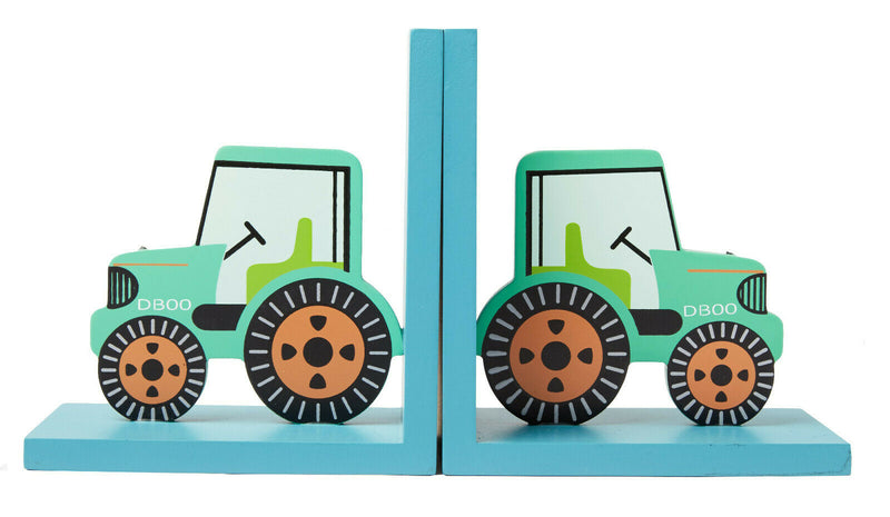 Tractor,Rainbow,Star,Cloud,Moon,Bear Camp Wooden Bookends Children's Bedroom