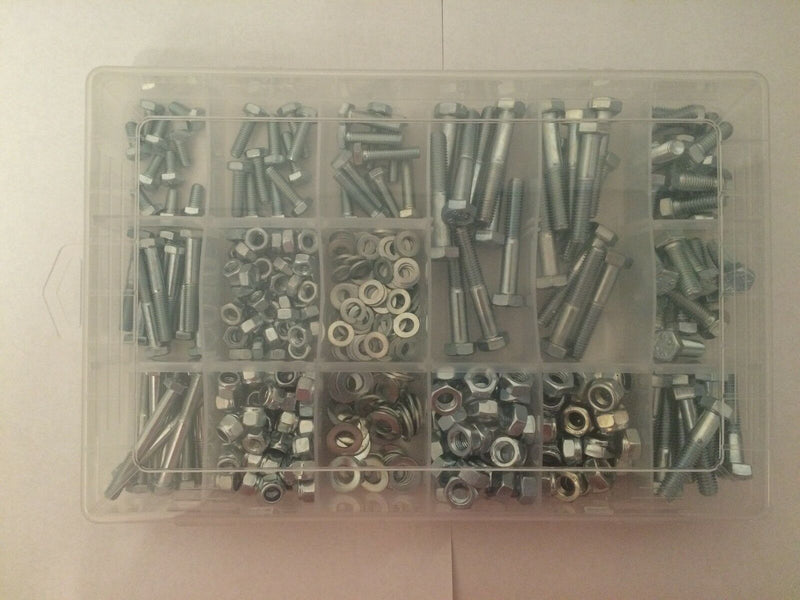M6 and M8 Assortment Kit Box Set - Bolts, Nuts, Washers, 385 Pieces Grade 8.8 HT