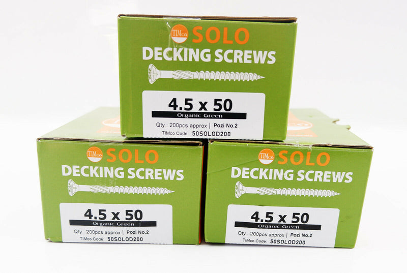 TIMco GREEN DECKING SCREWS 4.5 x 50mm COATED POZI COUNTERSUNK CSK EXTERIOR PZ2