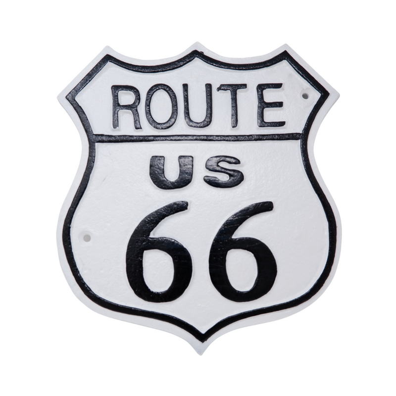 Cast Iron Route 66 Metal Sign Plaque Door Wall House USA America Highway Garage