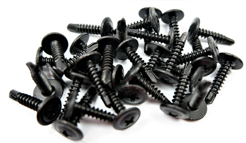 BLACK SELF DRILLING CAR INTERIOR PANEL SCREWS - SELF TAPPING ZINC