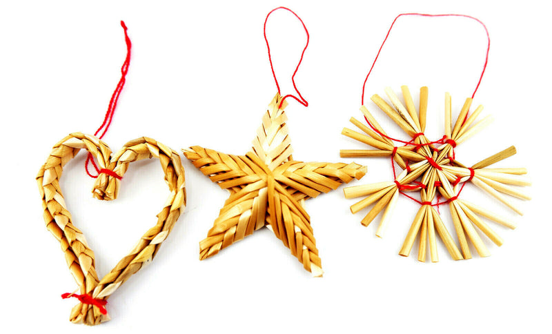Traditional Straw Christmas Scandinavian Nordic Festive Decorations Set of 12