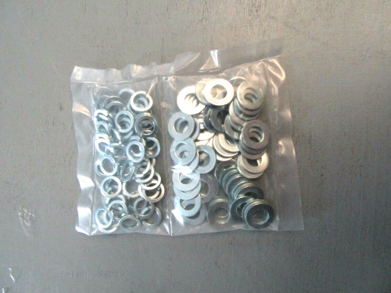 Pack 100 M8 and 8mm Flat Form A Thick Washers and Spring Splitlock Washer Mix