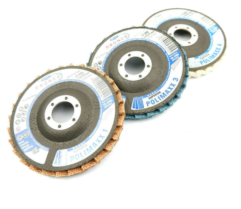 5 x Assorted DRONCO Gloss Polishing Flap Disc Kit for Stainless Steel AP75