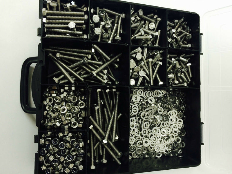 1240pcs M5 ASSORTED BOLTS NUTS AND WASHERS KIT SET A2 STAINLESS DIN933 BOX SET