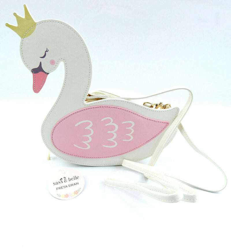 Childrens Freya Swan Cross Body Clutch Hand Little Girl Kids Pink Bag Zip Strap