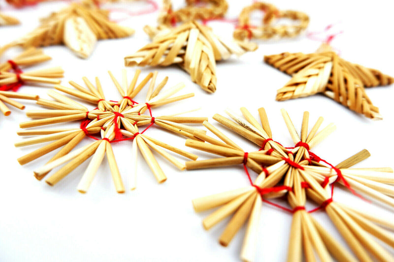 Traditional Straw Christmas Scandinavian Nordic Festive Decorations Set of 12