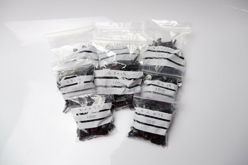 BLACK SELF DRILLING CAR INTERIOR PANEL SCREWS - SELF TAPPING ZINC