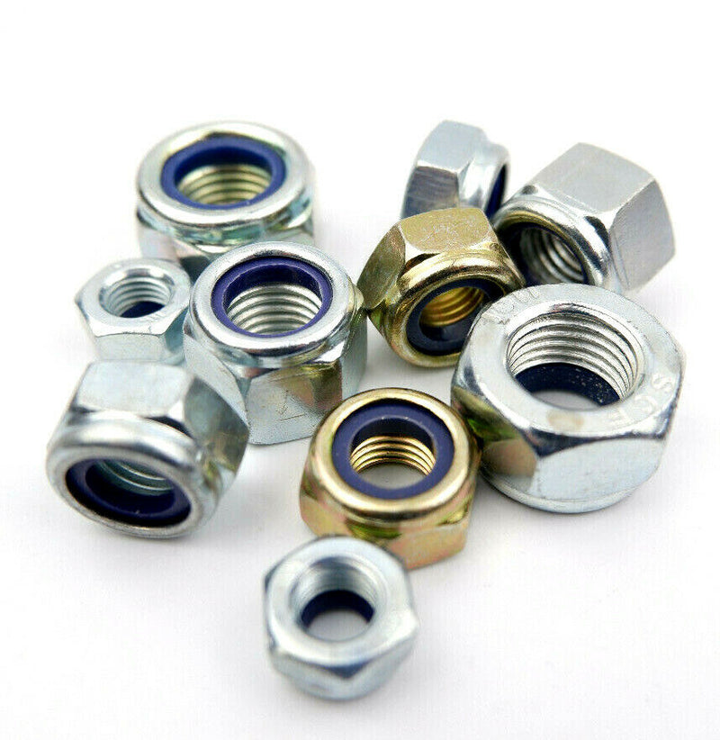 Metric Fine Extra Fine 10.9 Grade High Tensile Nyloc Nuts M8 To M24 Bright Zinc