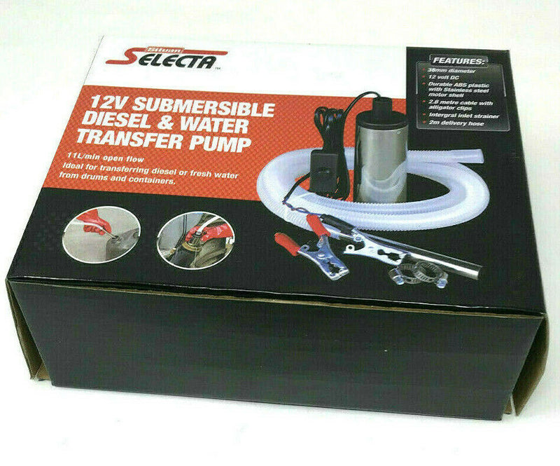 12V FUEL WATER DIESEL TRANSFER PUMP/FILTER SUBMERSIBLE PORTABLE CLIP ON BATTERY