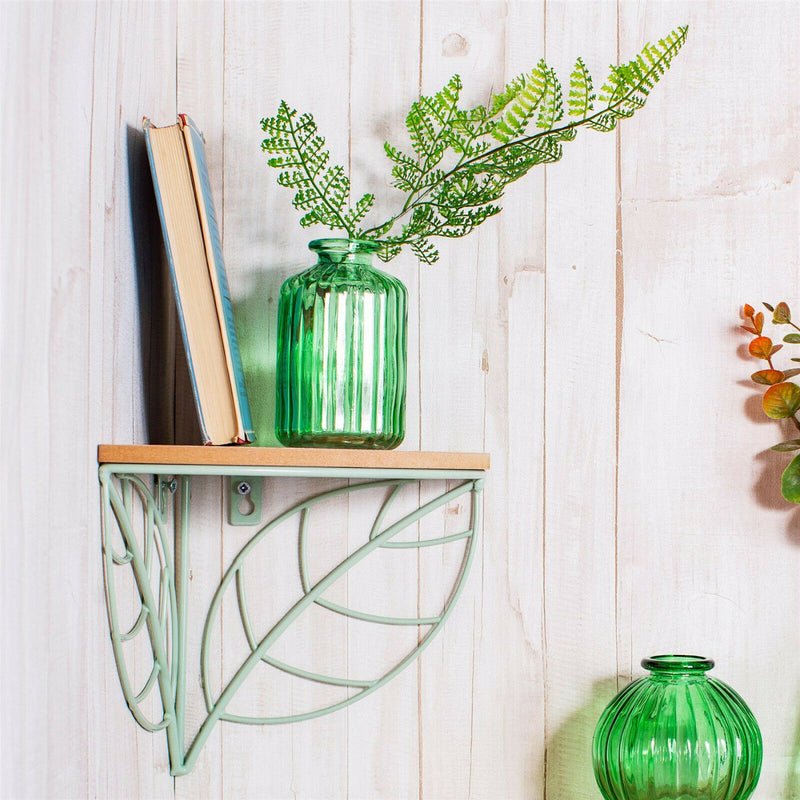 Sass & Belle Green Wall Mounted Corner Shelf Wire Rack Storage Display Decor