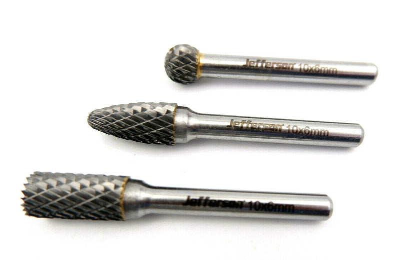 Jefferson 3pc TCT rotary burr Rotary Burr Set in Mini-Box Tungsten Carbide HSS