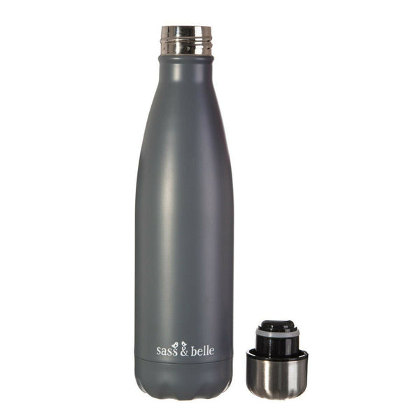 Sass&Belle Graphite Grey Stainless Steel Water Drinks Bottle Hot Cold Insulated