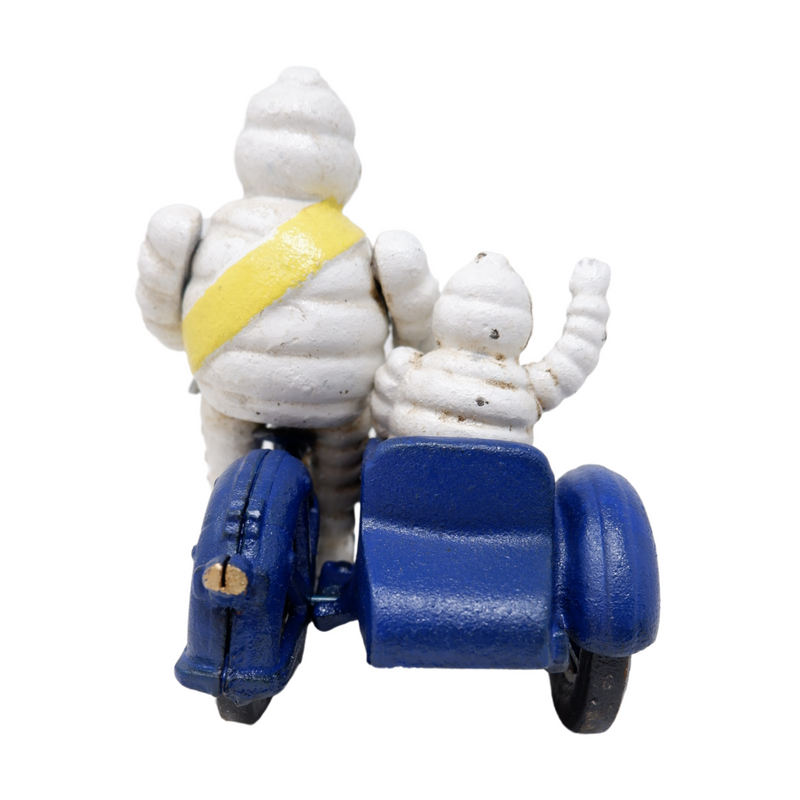 Cast Iron Michelin Man On Motorbike & Sidecar Statue Mascot Figure Bike Figurine