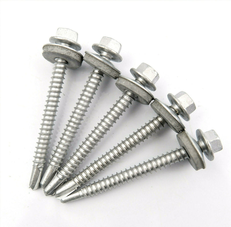 (Pack OF 100) 5.5 x 57mm Tech Screws for roofing & cladding self drill tek screw