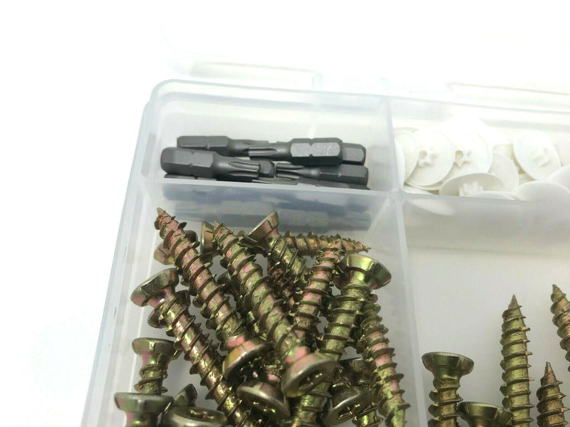 220 ASSORTED CONCRETE DOOR & WINDOW FRAME FIXING SCREWS TX30 BIT COVER CAPS KIT