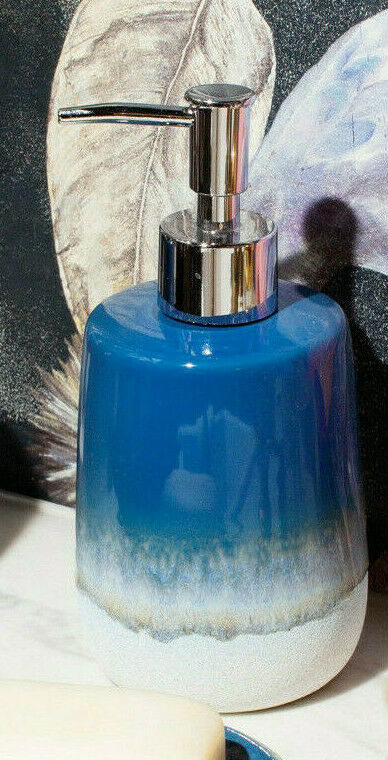 Sass & Belle Mojave Glaze Blue Soap Dispenser Bathroom Kitchen Utility Room