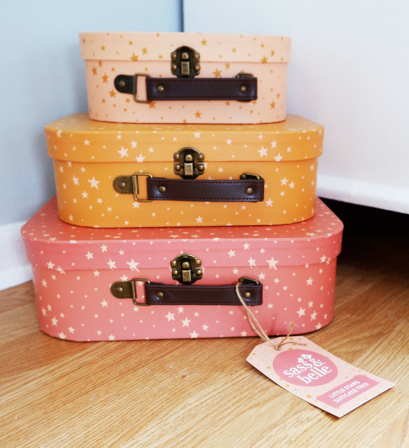 Sass & Belle Set of 3 Little Stars Suitcases Kid Storage Boxes Decorative Cases