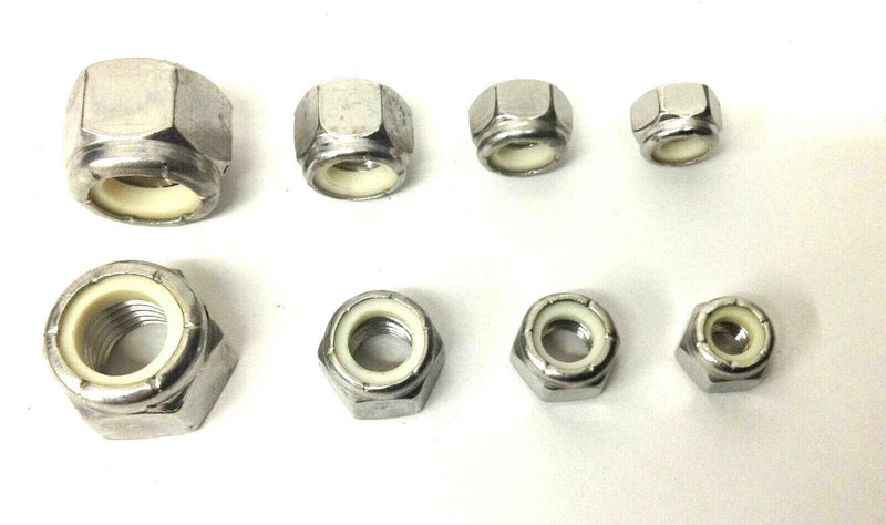 UNC A2 Stainless Steel Nyloc Nylon Lock Nuts - 1/4", 5/16" & 3/8" 1/2"