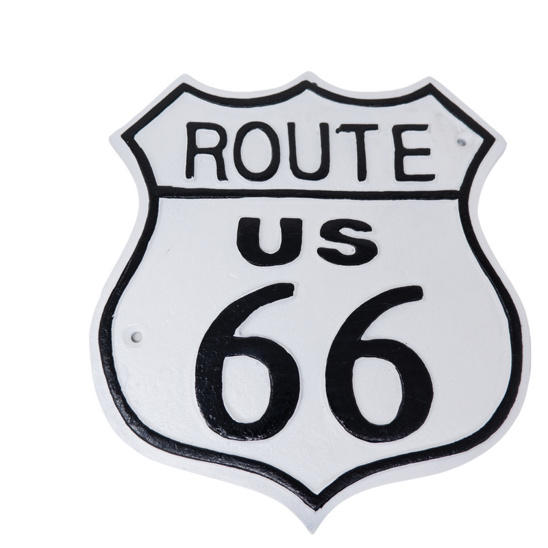 Cast Iron Route 66 Metal Sign Plaque Door Wall House USA America Highway Garage
