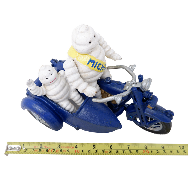 Cast Iron Michelin Man On Motorbike & Sidecar Statue Mascot Figure Bike Figurine