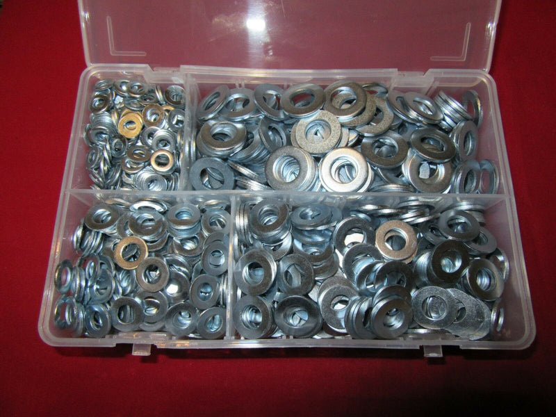 1,070 Piece M6 M8 M10 Assortment Kit box of Form A Thick Zinc Washers 6 8 10 mm