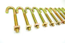 Pack of 10, M8 x 140mm J Bolts, Hook Bolts, Roofing Bolts & Nuts, Threaded 50mm
