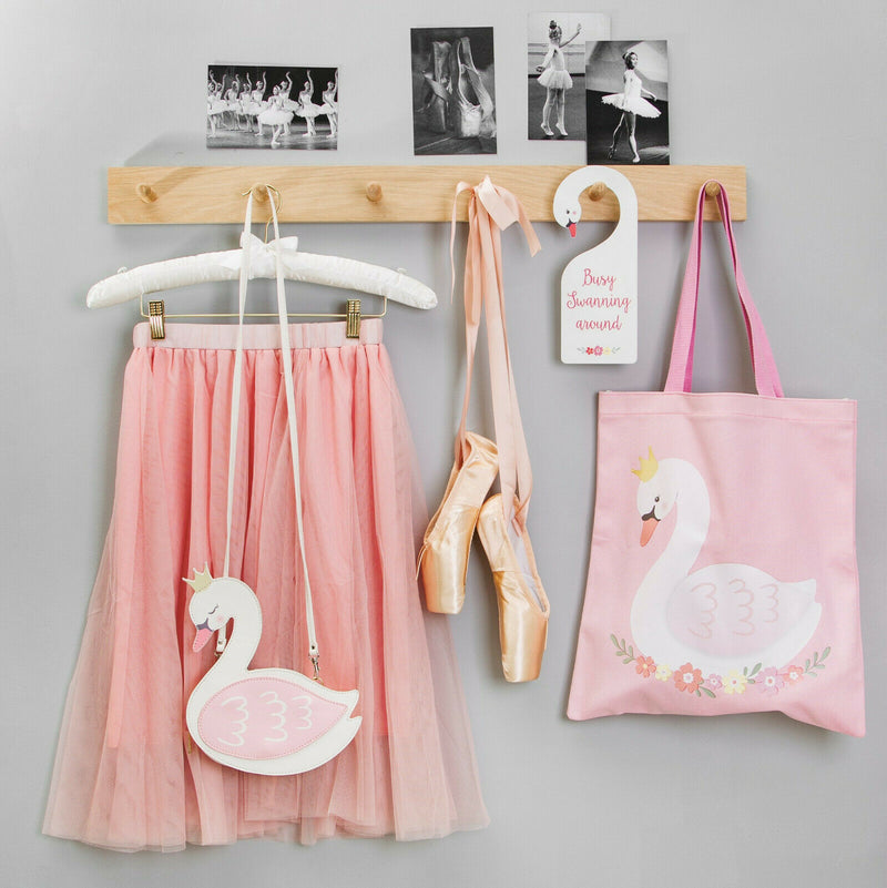 Childrens Freya Swan Cross Body Clutch Hand Little Girl Kids Pink Bag Zip Strap