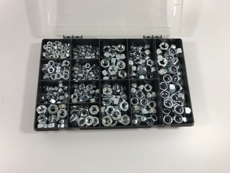 500 Piece M6, M8, M10, M12, Hex Nuts Fullnuts & Nyloc Nuts Assorted REFILL