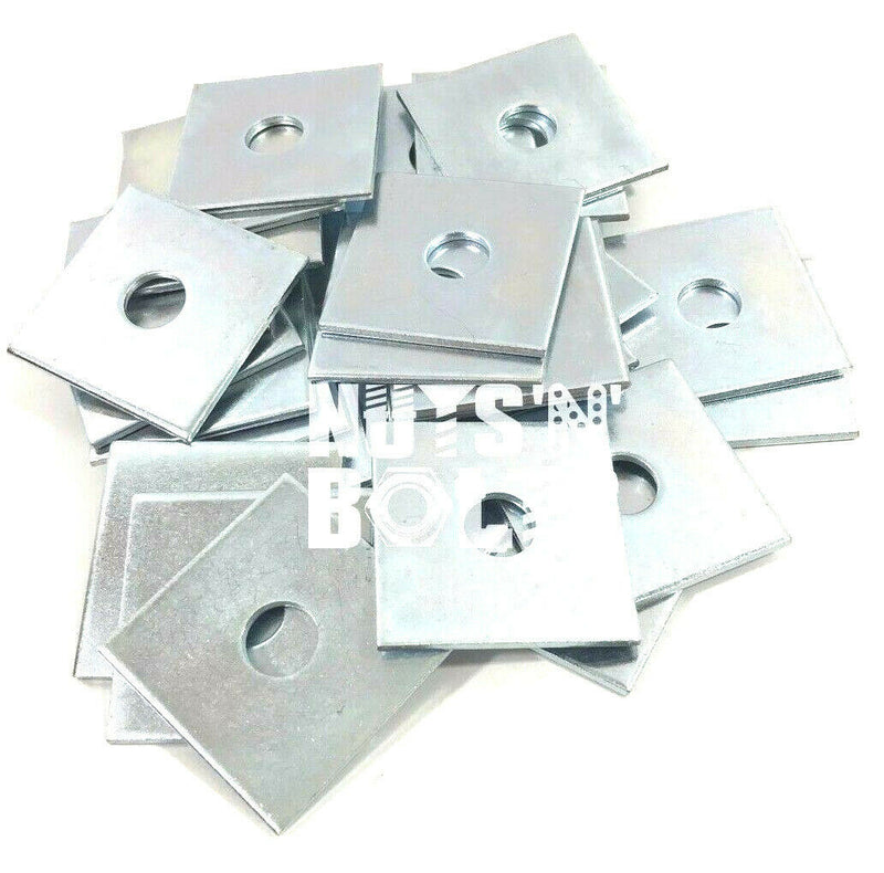 M10 & M12 50mm x 50mm x 3mm THICK SQUARE PLATE WASHERS ZINC PLATED