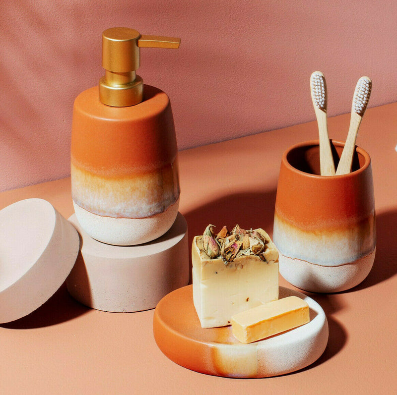 Sass & Belle Mojave Glaze Terracotta Soap Dispenser, Tumbler or Soap Dish
