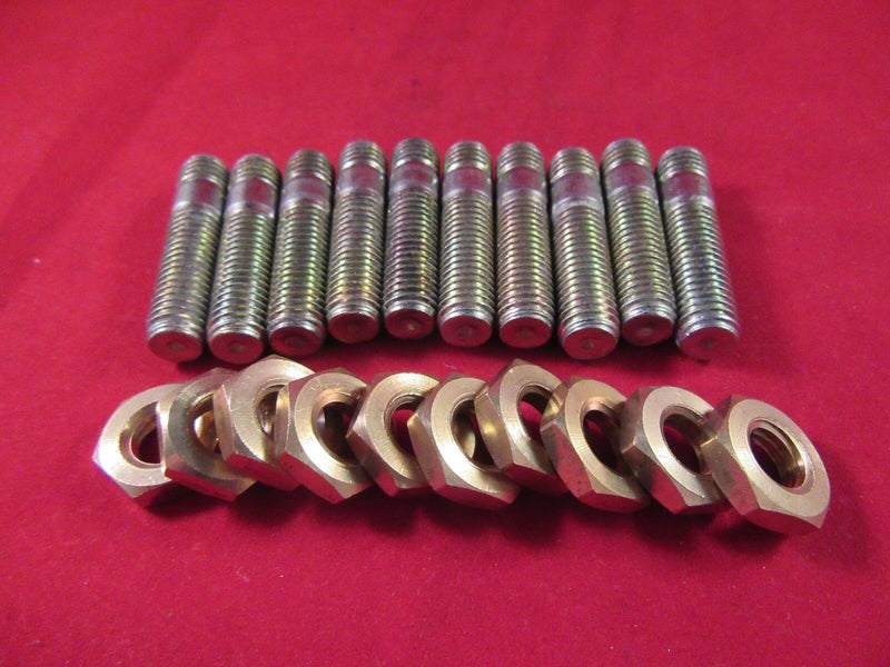 Pack Of 10, M10 Exhaust Studs with Brass nuts MANIFOLD 10mm M10 x 45