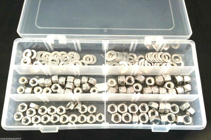 1/4 and 5/16 UNC kit box Hex Nuts, Nyloc Lock Nuts and Washers A2 Stainless
