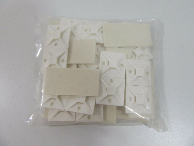 28mm x 28mm SELF ADHESIVE STICK ON CABLE TIE WIRE BASE MOUNTS WHITE