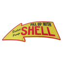Cast Iron Fill Up With Shell Curved Arrow Sign Wall Plaque Garage Petrol Logo