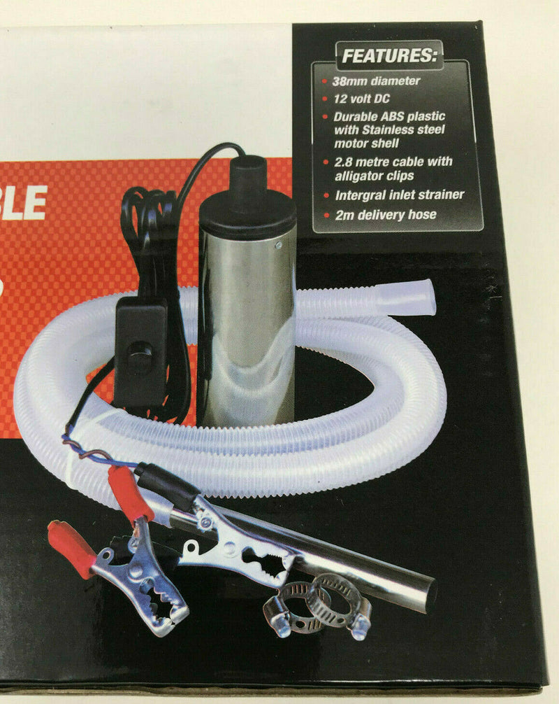 12V FUEL WATER DIESEL TRANSFER PUMP/FILTER SUBMERSIBLE PORTABLE CLIP ON BATTERY