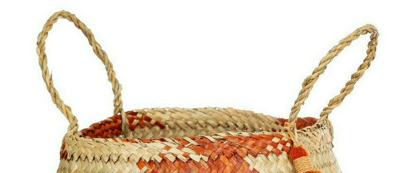 Sass & Belle Terracotta Check Basket Storage Handles Home Living Bedroom Planter