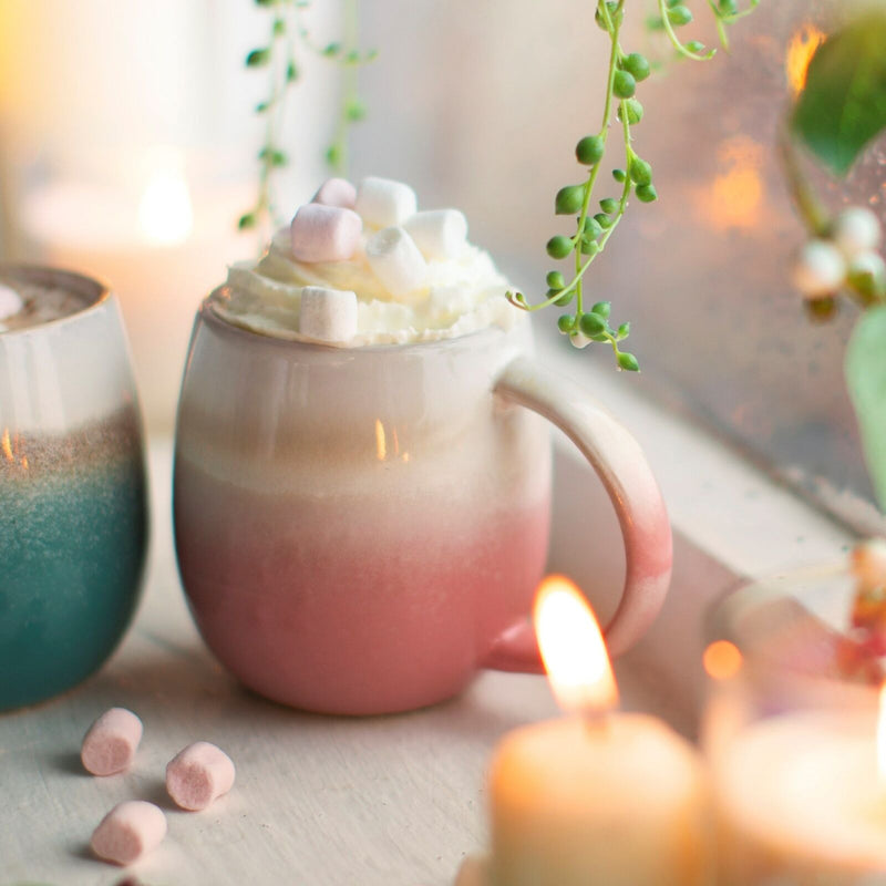 Sass & Belle Dip Glazed Ombre Pink Mug Bohemian Stoneware