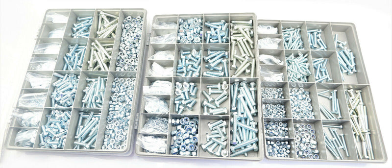 Workshop Nuts, Bolts & Washer Assortment Deal - 3 Kits Included - Bright Zinc Finish