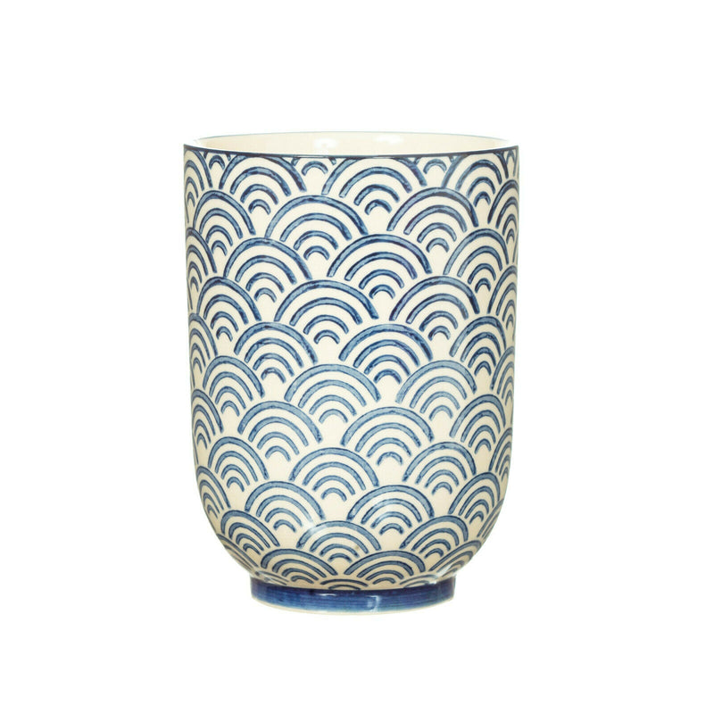 Sass & Belle Blue Wave Sashiko Pattern Tumbler Bathroom Toothbrush Holder