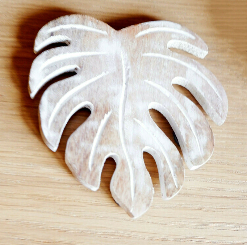 Rustic 4 Set Wooden Plant Leaf Drink Tea Coffee Cup Coasters  Natural Home Decor