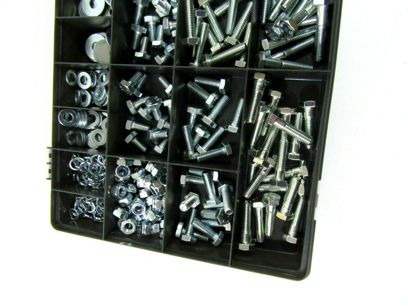 M10 grade 8.8 Nuts and Bolts and Penny Washer Assortment Box Kit Set Spring Wash