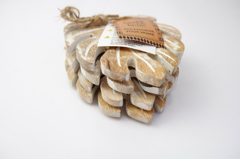 Rustic 4 Set Wooden Plant Leaf Drink Tea Coffee Cup Coasters  Natural Home Decor