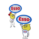 Cast Iron Esso Man Boy&Girl Lady Plaque Sign Oil  Hand Painted Pair Wall Garage