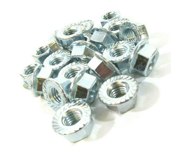 M10 10mm ZINC PLATED HEX SERRATED FLANGE NUTS NUT BZP DIN 6923 BW