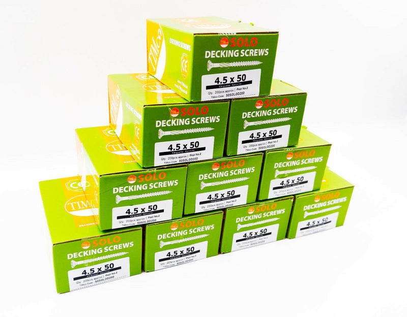 TIMco GREEN DECKING SCREWS 4.5 x 50mm COATED POZI COUNTERSUNK CSK EXTERIOR PZ2